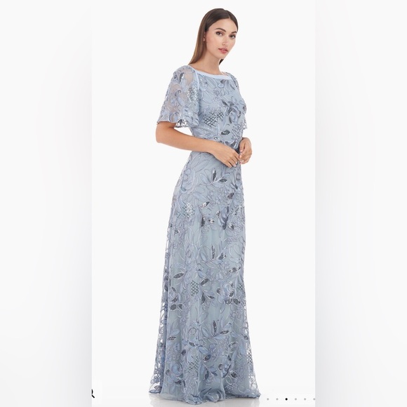 JS Collections Yvonne Flutter A-Line Gown NWT Size 8 - Picture 4 of 10